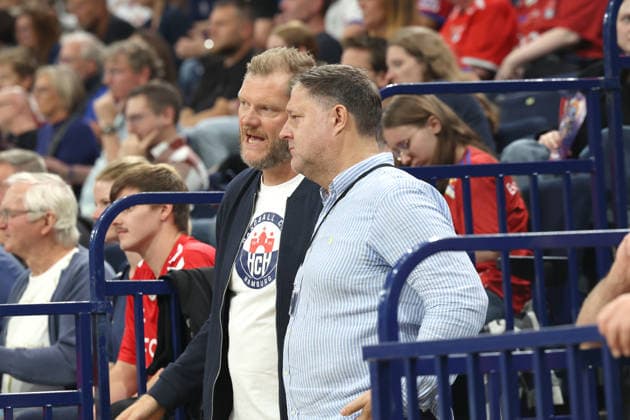 Handball, Opel Handball Bundesliga 2026–2027, Handball Sport Verein Hamburg vs. TVB Stuttgart, Sports Director Johannes Bitter (Hamburg), Philipp J. Müller, Partner and Member of the Supervisory Board, Barclays Arena Hamburg