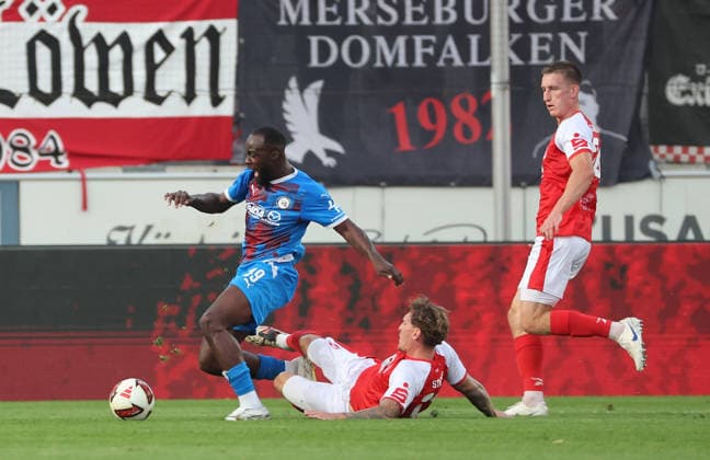 September 2, 2026, Halle, Saale, Saxony-Anhalt, Sports, Soccer, Hallescher FC, Halle, HFC, Northeast Regional League (4th Division), Men s, 2026–2027 Season, Matchday 6, Hallescher FC vs. SV Tasmania Berlin, Erich Berko, Tasmania Berlin, Niclas Stierlin, Hallescher FC, Lucas Ehrlich Hallescher FC