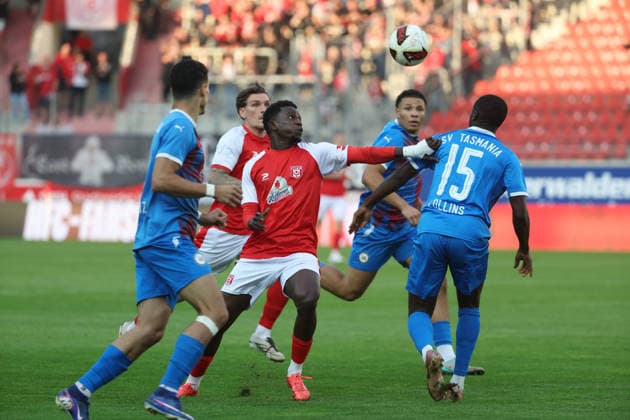September 2, 2026 Halle, Saale, Saxony-Anhalt Sports Soccer Hallescher FC Halle (HFC) Northeast Regional League (4th Division) Men s Season 2026–2027 Matchday 6 Hallescher FC vs. SV Tasmania Berlin Bocar Bar— Baro Hallescher FC Jamilu Collins Tasmania Berlin