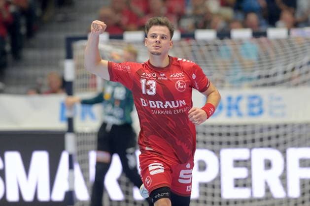 Celebrations for Leon Stehl MT Melsungen 13, GER, MT Melsungen vs. Frisch Auf Göppingen, Handball, 1st Bundesliga, Matchday 2, 2026–2027 Season, September 2, 2026, GER, MT Melsungen vs. Frisch Auf Göppingen, Handball, 1st Bundesliga, Matchday 2, 2026–2027 season, September 2, 2026, Kassel Copyright: xEibner-Pressefotox xRolandxSippelx EP_RSL