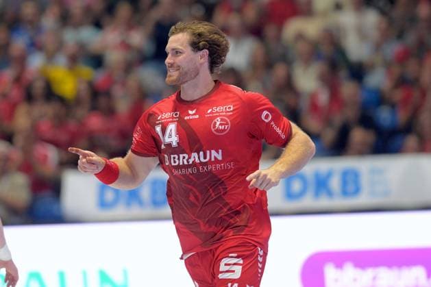 Celebration at Johannes Golla MT Melsungen 14, GER, MT Melsungen vs. Frisch Auf Göppingen, Handball, 1st Bundesliga, Matchday 2, 2026–2027 Season, September 2, 2026, GER, MT Melsungen vs. Frisch Auf Göppingen, Handball, 1st Bundesliga, Matchday 2, 2026–2027 season, September 2, 2026, Kassel Copyright: xEibner-Pressefotox xRolandxSippelx EP_RSL