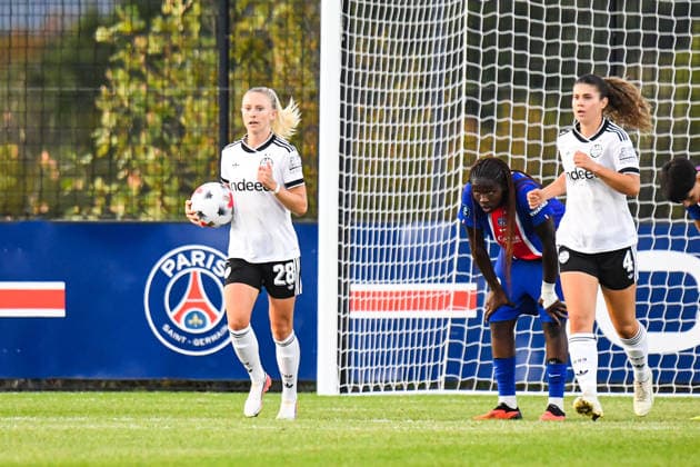 FOOTBALL : PSG vs Eintracht Francfort - UEFA Women™s Champions League - 02 09 2026 Joie des joueuses du Eintracht Francfort apres le but de Rebecka Blomqvist (Eintracht Francfort) PoissyFrance  Copyright: xBaptistexAutissierx