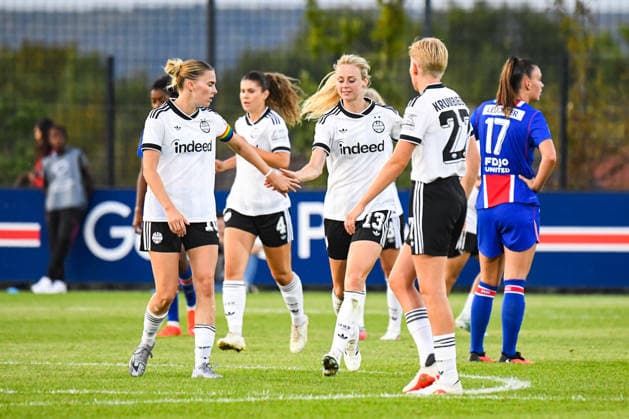 FOOTBALL : PSG vs Eintracht Francfort - UEFA Women™s Champions League - 02 09 2026 Joie des joueuses du Eintracht Francfort apres le but de Rebecka Blomqvist (Eintracht Francfort) PoissyFrance  Copyright: xBaptistexAutissierx