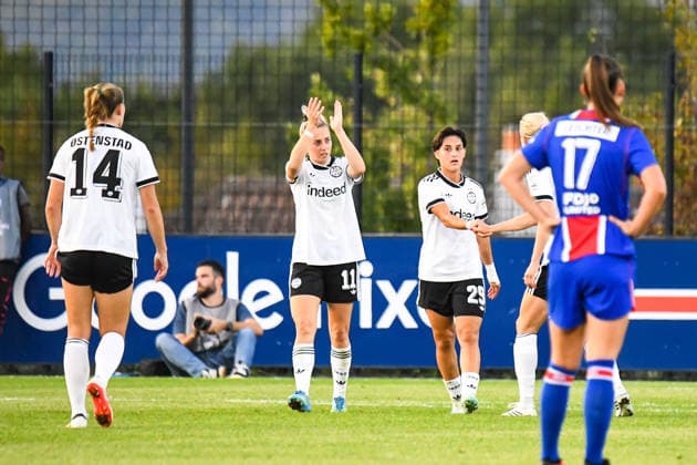 FOOTBALL : PSG vs Eintracht Francfort - UEFA Women™s Champions League - 02 09 2026 Joie des joueuses du Eintracht Francfort apres le but de Rebecka Blomqvist (Eintracht Francfort) PoissyFrance  Copyright: xBaptistexAutissierx