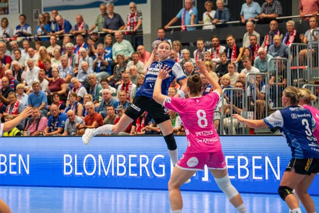 HSG Blomberg Lippe (GER) vs. TuS Metzingen (GER), Handball, Women s Handball Bundesliga 1, Matchday 2, 2026–2027 Season, Blomberg, September 2, 2026—Karolina Jurenczyk of HSG Blomberg Lippe scored 81 goals at the Blomberg Synflex Arena on Ulmenallee, Germany