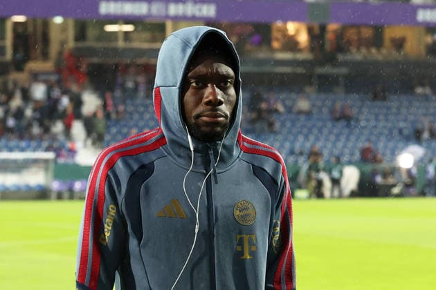 September 2, 2026, xrekx, Soccer, DFB Cup First Round, VfL Osnabrück vs. FC Bayern Munich – Pre-game field inspection: Alphonso Davies, FC Bayern Munich, Osnabrück