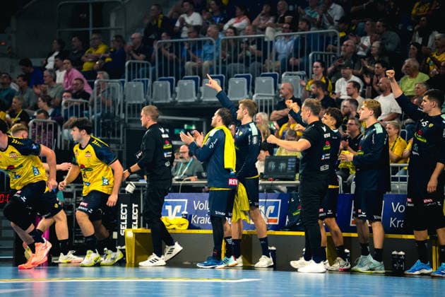 September 2, 2026, xwppx, Opel HBL Handball, Rhein-Neckar Löwen vs. VfL Gummersbach, Rhein-Neckar Löwen Mannheim bench (from left)