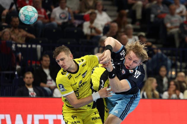 Handball I Men I 2026–2027 Season I Bundesliga I Matchday 2 I Handball Club Hamburg vs. TVB Stuttgart I September 2, 2026 Philipp Ahouansou 5, TVB Stuttgart Martin Hovde 81, Handball Club Hamburg, Hamburg Barclaycard Arena, Hamburg, Germany Copyright: xLobeca RalfxHomburgx