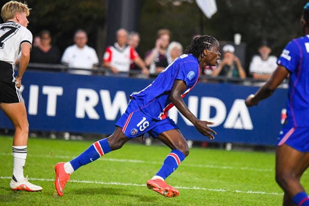 FOOTBALL : PSG vs Eintracht Francfort - UEFA Women™s Champions League - 02 09 2026 Joie des joueuses du PSG aprÃ s le 2e but de Merveille Kanjinga (PSG) PoissyFrance  Copyright: xBaptistexAutissierx