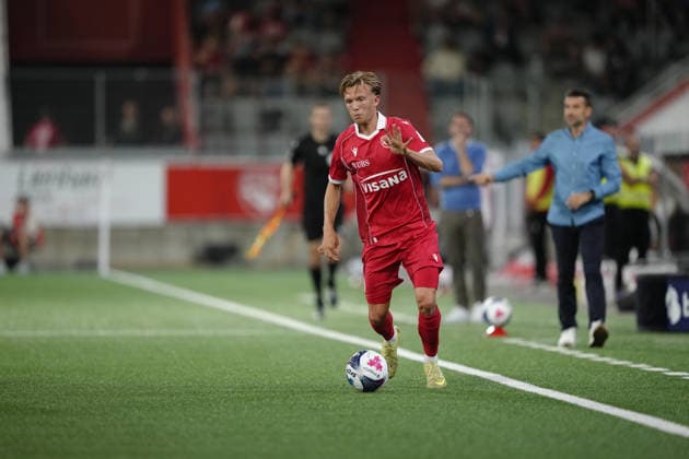 Thun, Switzerland - September 02: Tom Strannegard (18 THU) during the Brack Super League match between FC Thun and FC Lausanne at VISANA STADION on September 02, 2026 in Thun, Switzerland. Copyright: xKjetilxWaberx xSPPx Sportspressphoto_SPR222229