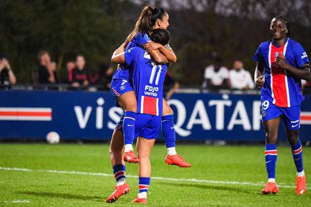 FOOTBALL : PSG vs Eintracht Francfort - UEFA Women™s Champions League - 02 09 2026 Joie des joueuses du PSG aprÃ s le but de Sakina Karchaoui (PSG) PoissyFrance  Copyright: xBaptistexAutissierx