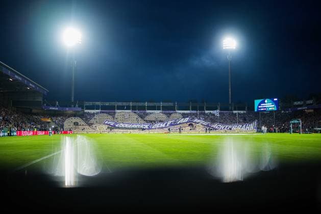 September 2, 2026 Soccer, 2026–2027, DFB Cup, 1st Round, VfL Osnabrück vs. FC Bayern Munich: Fans in Osnabrück perform a choreography inspired by a roller coaster. DFB REGULATIONS PROHIBIT ANY USE OF PHOTOGRAPHS AS IMAGE SEQUENCES AND OR QUASI-VIDEO
