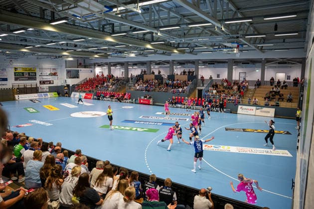 HSG Blomberg Lippe (GER) vs. TuS Metzingen (GER), Handball, Women s Handball Bundesliga 1, Matchday 2, 2026–2027 Season, Blomberg, September 2, 2026 Interior view of the Synflex Arena on Ulmenallee in Blomberg Synflex Arena on Ulmenallee, Germany