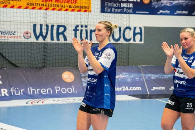HSG Blomberg Lippe GER vs. TuS Metzingen GER, Handball, Women s Handball Bundesliga 1, Matchday 2, 2026–2027 Season, Blomberg, September 2, 2026: Maxi Muehlner of HSG Blomberg Lippe (No. 10) celebrates the victory over TuS Metzingen (GER) at the Blomberg Synflex Arena on Ulmenallee, Germany