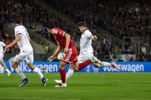 Goal for the 1-0 lead by Robin Meißner, 11 Osnabrück, VfL Osnabrück vs. FC Bayern Munich, DFB Cup, First Round, September 2, 2026. DFB regulations prohibit any use of photographs as image sequences and or quasi-video. Osnabrück, Lower Saxony, Germany Copyright: xkolbert-press MarcxNiemeyerx