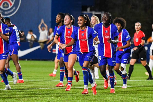 FOOTBALL : PSG vs Eintracht Francfort - UEFA Women™s Champions League - 02 09 2026 Joie des joueuses du PSG aprÃ s le 2e but de Sakina Karchaoui (PSG) PoissyFrance  Copyright: xBaptistexAutissierx