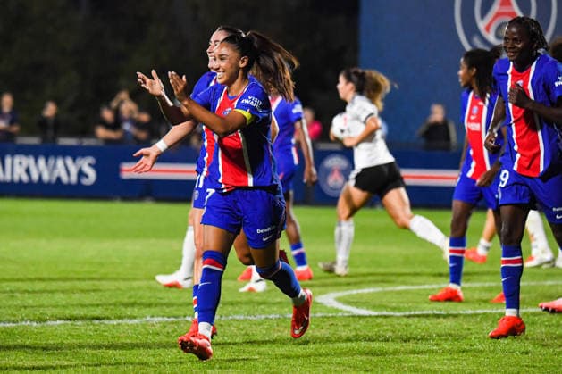 FOOTBALL : PSG vs Eintracht Francfort - UEFA Women™s Champions League - 02 09 2026 Joie des joueuses du PSG aprÃ s le 2e but de Sakina Karchaoui (PSG) PoissyFrance  Copyright: xBaptistexAutissierx