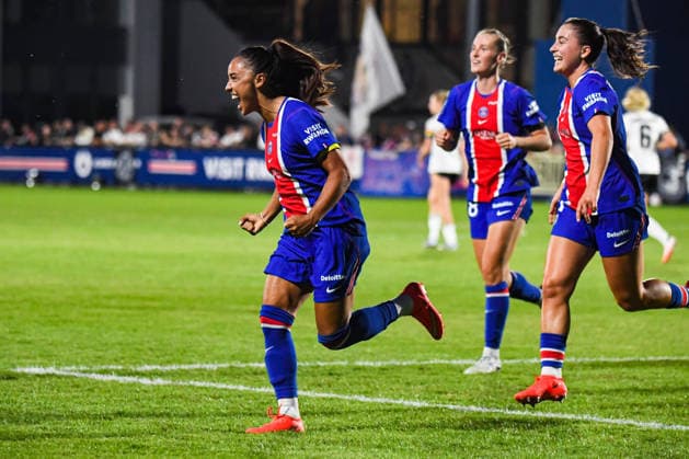 FOOTBALL : PSG vs Eintracht Francfort - UEFA Women™s Champions League - 02 09 2026 Joie des joueuses du PSG aprÃ s le 2e but de Sakina Karchaoui (PSG) PoissyFrance  Copyright: xBaptistexAutissierx