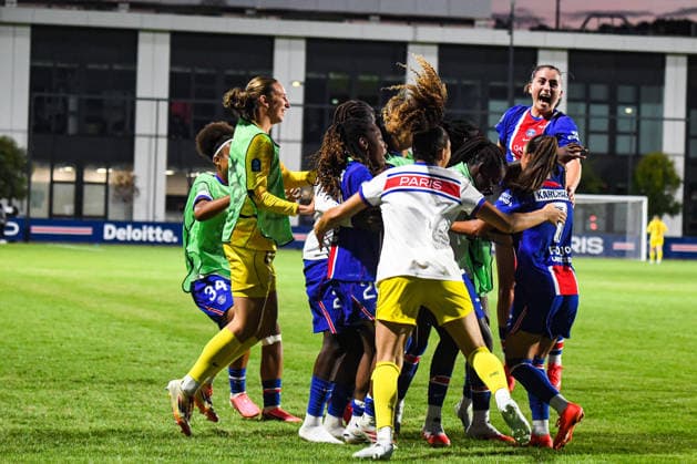 FOOTBALL : PSG vs Eintracht Francfort - UEFA Women™s Champions League - 02 09 2026 Joie des joueuses du PSG aprÃ s le 2e but de Sakina Karchaoui (PSG) PoissyFrance  Copyright: xBaptistexAutissierx