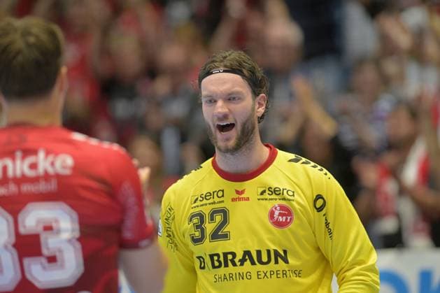 Celebration after Kristof Palasic s goal; MT Melsungen 32, Aaron Mensing MT Melsungen 33 L, GER, MT Melsungen vs. Frisch Auf Göppingen, Handball, 1st Bundesliga, Matchday 2, 2026–2027 Season, September 2, 2026, GER, MT Melsungen vs. Frisch Auf Göppingen, Handball, 1st Bundesliga, Matchday 2, 2026–2027 season, September 2, 2026, Kassel Copyright: xEibner-Pressefotox xRolandxSippelx EP_RSL