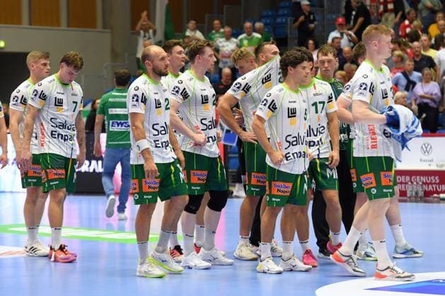 Disappointed, frustrated, emotions after the loss: Ymir Oern Gislason (Frisch Auf Goeppingen, 33 R), Marcel Schiller (Frisch Auf Goeppingen, 24 F), Victor Kloeve (Frisch Auf Goeppingen, 7 L), GER, MT Melsungen vs. Frisch Auf Goeppingen, Handball, 1st Bundesliga, Matchday 2, 2026–2027 season, September 2, 2026, GER, MT Melsungen vs. Frisch Auf Goeppingen, Handball, 1st Bundesliga, Matchday 2, 2026–2027 season, September 2, 2026, Kassel Copyright: xEibner-Pressefotox xRolandxSippelx EP_RSL