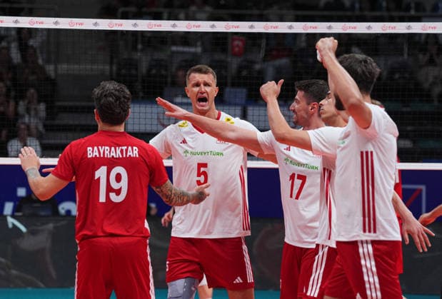 Turkiye v Denmark - CEV EuroVolley 2026 Men Friendly Match ANKARA, TURKIYE - SEPTEMBER 2: Players of Turkiye celebrate after a point during the friendly match ahead of the 2026 CEV Men s European Volleyball Championship between Turkiye and Denmark at Baskent Volleyball Hall in Ankara, Turkiye, on September 2, 2026. Guven Yilmaz Anadolu Ankara Turkey. Editorial use only. Please get in touch for any other usage.  Copyright: x2026xAnadoluxGuvenxYilmazx