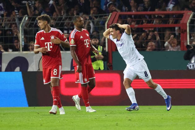 September 2, 2026, xrekx, Soccer, DFB Cup First Round, VfL Osnabrück vs. FC Bayern Munich, Leonhard Münst, VfL Osnabrück, Osnabrück celebrates after scoring the 1-0 goal, Osnabrück