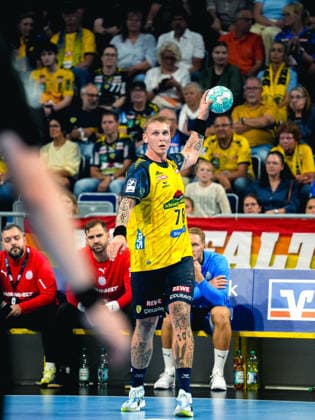 September 2, 2026, xwppx, Opel HBL Handball, Rhein-Neckar Löwen vs. VfL Gummersbach; from left: Edwin Aspenback, Rhein-Neckar Löwen Mannheim