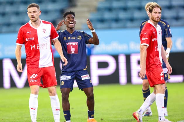 September 2, 2026, Soccer, Brack Super League 2026–27, Matchday 6, FC Lucerne vs. FC Vaduz, Thermoplan Arena, Lucerne, Switzerland: Faveurdi Bongeli, No. 18, FC Lucerne, with another good scoring opportunity for FC Lucerne. Photo by Urs Ottiger