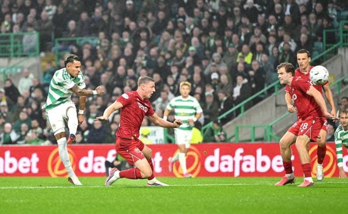 Camilo Duran of Celtic scores the opening goal of the game Celtic v Aberdeen, William Hill Scottish Premiership, Football, Celtic Park, Glasgow, Scotland, UK - 02 Sep 2026Glasgow Celtic Park Scotland United Kingdom  Copyright: xMarkxRunnacles Shutterstockx 17128883be