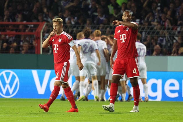 September 2, 2026, xrekx, Soccer DFB Cup 1st Round, VfL Osnabrück vs. FC Bayern Munich – Joshua Kimmich (FC Bayern Munich), Jonathan Tah (FC Bayern Munich) – Disappointed, sad, frustrated, at a loss after Osnabrück’s 1–0 goal