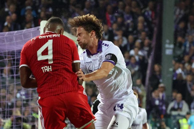 September 2, 2026, xrekx, Soccer DFB Cup 1st Round, VfL Osnabrück vs. FC Bayern Munich, Jonathan Tah (FC Bayern Munich) vs. Jannik Müller (VfL Osnabrück), Osnabrück, tackle, action, battle for the ball, Osnabrück
