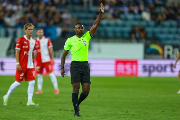 September 2, 2026, Soccer, Brack Super League 2026–27, Round 6, FC Lucerne vs. FC Vaduz, Thermoplan Arena, Lucerne, Switzerland; Anojen Kanagasingam officiated the match with confidence; Photo by Urs Ottiger