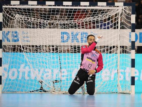 Photo: Goalkeeper Mohamed EL TAYAR looks skeptical. Stuttgart Men s Handball, Bundesliga 1, Matchday 2, Wed, Sept. 2, 2026. Handball 1st Division: HCH Hamburg vs. TVB Stuttgart