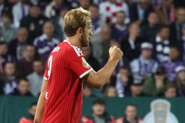 September 2, 2026, xrekx, Soccer, DFB Cup, First Round, VfL Osnabrück vs. FC Bayern Munich – Goal celebration after Harry Kane s goal to make it 1–1, FC Bayern Munich vs. Osnabrück