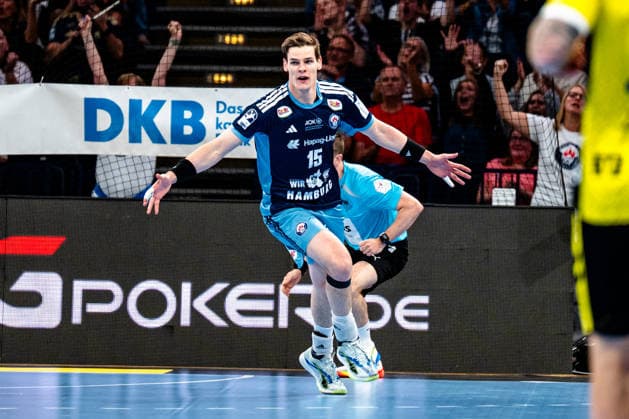 September 2, 2026, xdobgx, Opel HBL Handball, Handball Club Hamburg vs. TVB Stuttgart, l Dominik Axmann, Handball Club Hamburg, 15, celebration, goal celebration, celebrating the goal, Hamburg