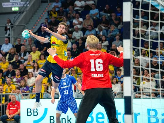 September 2, 2026, xwppx, Opel HBL Handball, Rhein-Neckar Löwen vs. VfL Gummersbach; from left: Tim Nothdurft (Rhein-Neckar Löwen), Bertram Obling (VfL Gummersbach), Mannheim