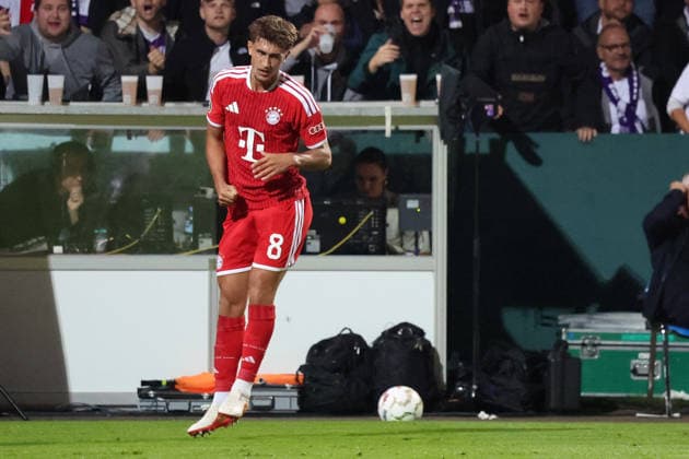 September 2, 2026, xrekx, Soccer, DFB Cup, First Round, VfL Osnabrück vs. FC Bayern Munich, Goal celebration after Tom Bischof s goal (1-2) for FC Bayern Munich against Osnabrück