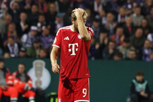 September 2, 2026, xrekx, Soccer, DFB Cup First Round, VfL Osnabrück vs. FC Bayern Munich, Harry Kane, FC Bayern Munich: Disappointed, sad, frustrated, at a loss, Osnabrück