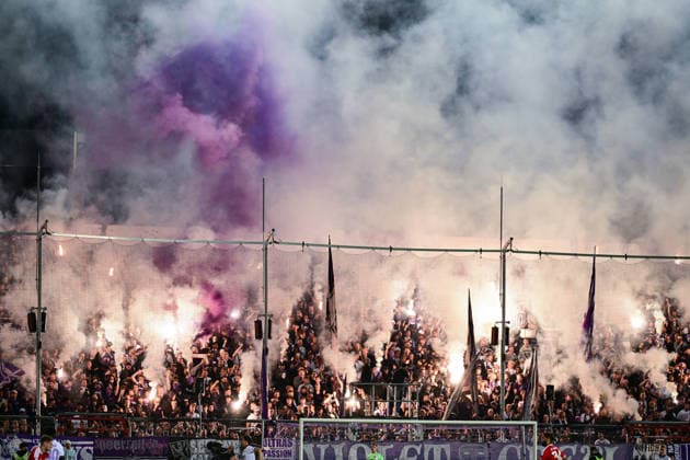 September 2, 2026, Soccer, DFB Cup, VfL Osnabrück vs. FC Bayern Munich, VfL Osnabrück fans set off pyrotechnics, xRHR PHOTO DEx Copyright: TeresaxKroeger RHR-FOTOx RHR-FOTO DE