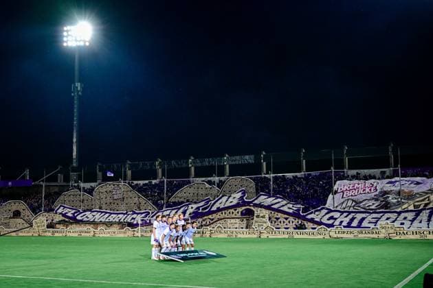Choreography by Choreo Fans Osnabrück, VfL Osnabrück vs. FC Bayern Munich, DFB Cup, 1st Round, September 2, 2026. DFB regulations prohibit any use of photographs as image sequences and or quasi-video. Osnabrück, Lower Saxony, Germany Copyright: xkolbert-press MarcxNiemeyerx