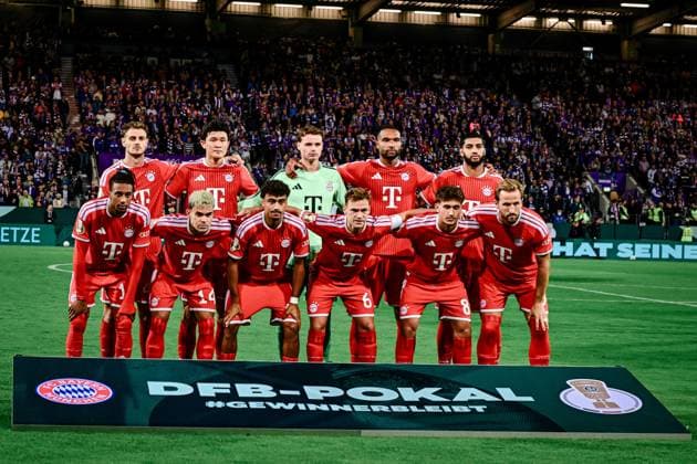 Bayern Munich team photo, VfL Osnabrück vs. FC Bayern Munich, DFB Cup, 1st Round, September 2, 2026. DFB regulations prohibit any use of photographs as image sequences and or quasi-video. Osnabrück, Lower Saxony, Germany Copyright: xkolbert-press MarcxNiemeyerx