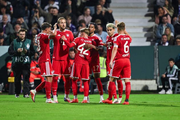September 2, 2026, Soccer, DFB Cup, VfL Osnabrück vs. FC Bayern Munich, Michael Olise (FC Bayern Munich) celebrates the goal that made the score 1–3, along with Harry Kane (FC Bayern Munich), Luis Diaz (FC Bayern Munich), and Lennart Karl (FC Bayern Munich). xRHR PHOTO DEx Copyright: TeresaxKroeger RHR-FOTOx RHR-FOTO DE