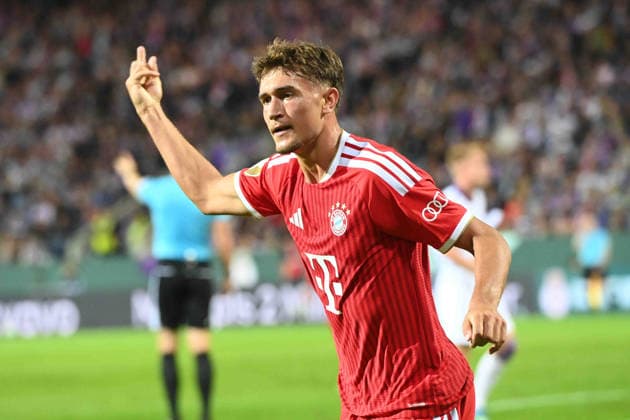Tom BISCHOF M celebrates after scoring the goal that made it 1–2; celebration, cheering, joy, cheers, soccer, DFB Cup, 1st round, VfL Osnabrück vs. FC Bayern Munich on September 2, 2026, at the Stadion an der Bremer Brücke in Osnabrück, Germany. DFL and DFB regulations prohibit any use of photographs as image sequences and or quasi-video.