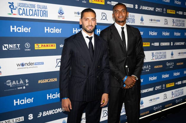 IPA88043463 - Manuel Akanji and Hakan Calhanoglu—AIC 2026 Grand Soccer Gala, at the Teatro alla Scala in Milan, Italy, on September 2, 2026.  Copyright: xRiccardoxSpadettoxDexPaulis IPAxSportx xx 88043463