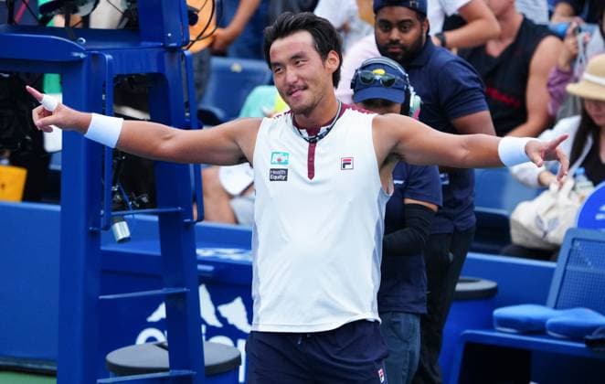 Yunchaokete Bu celebrates his win over Rafael Jodar 2026 US Open, Day Four, USTA Billie Jean King National Tennis Center, New York, USA - 02 Sep 2026New York USTA Billie Jean King National T New York (NY) United States of America EDITORIAL USE ONLY No use with unauthorised audio, video, data, fixture lists, club league logos or live services. Online in-match use limited to 120 images, no video emulation. No use in betting, games or single club league player publications.  Copyright: xJavierxGarcia Shutterstockx 17124553cc