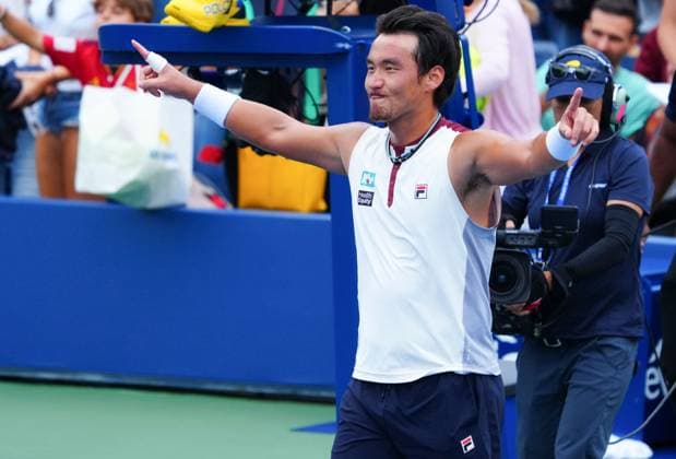 Yunchaokete Bu celebrates his win over Rafael Jodar 2026 US Open, Day Four, USTA Billie Jean King National Tennis Center, New York, USA - 02 Sep 2026New York USTA Billie Jean King National T New York (NY) United States of America EDITORIAL USE ONLY No use with unauthorised audio, video, data, fixture lists, club league logos or live services. Online in-match use limited to 120 images, no video emulation. No use in betting, games or single club league player publications.  Copyright: xJavierxGarcia Shutterstockx 17124553cf