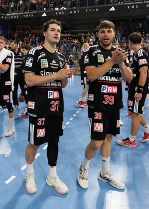 September 2, 2026 Handball 1st Bundesliga OPEL HBL 2026–2027 Season, Matchday 2: HC Erlangen (Nuremberg Metropolitan Region) HCE vs. TSV Hannover Burgdorf, Die Recken Women s Team, xdaxmax, Lucca Bialowas 37, HC Erlangen HCE Tobias Buck 39, HC Erlangen HCE applauds and claps after the game ends