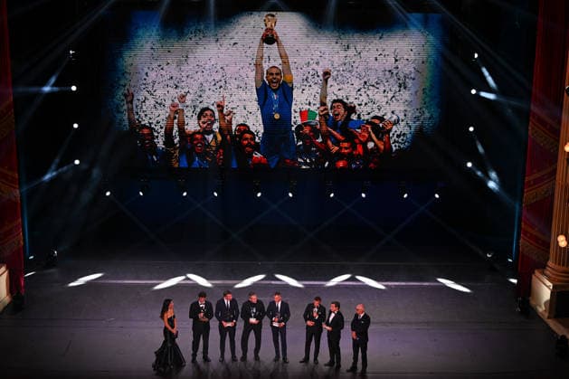 IPA88044371 - The 2006 World Cup-winning Team Italy is seen on stage during the AIC Gran Gala del Calcio on September 2, 2026, at La Scala theater in Milan, Italy  Copyright: xTizianoxBallabio IPAxSportx xx 88044371