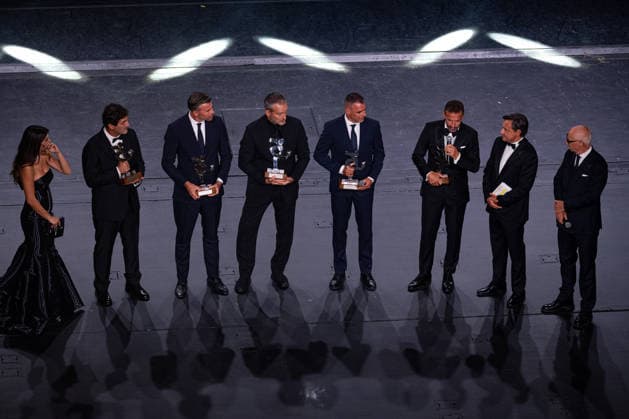IPA88045532 - 2006 national team, Nationalteam (in order): Ciro Ferrara, Andrea Barzagli, Gianluca Zambrotta, Simone Perrotta, Alex Del Piero — AIC 2026 Gran Gala del Calcio, at the Teatro alla Scala in Milan, Italy, on September 2, 2026.  Copyright: xRiccardoxSpadettoxDexPaulis IPAxSportx xx 88045532
